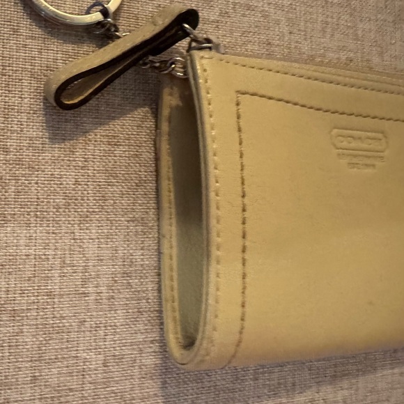 Coach Leather Small Wristlet Coin Purse/Keychain Tan - Picture 7 of 8